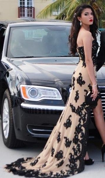 high low black lace applique champagne evening prom dresses long strapless open back vestiods de festia evening gowns formal party cocktail
high low black lace applique champagne evening prom dresses long strapless open back vestiods de festia evening gowns formal party cocktail