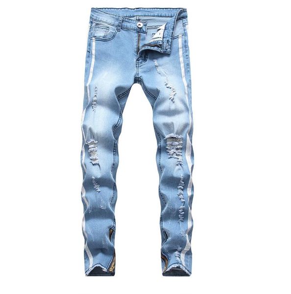 mens distressed ripped skinny jeans fashion designer jeans slim zip biker causal mens denim pants hip hop men hole jeans lb2215, Blue
mens distressed ripped skinny jeans fashion designer jeans slim zip biker causal mens denim pants hip hop men hole jeans lb2215, Blue