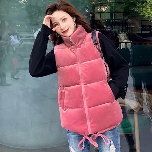 vintage velvet stand neck vest coat women autumn casual solid sleeveless coat ladies winter thicken vests female loose, Black;white
vintage velvet stand neck vest coat women autumn casual solid sleeveless coat ladies winter thicken vests female loose, Black;white