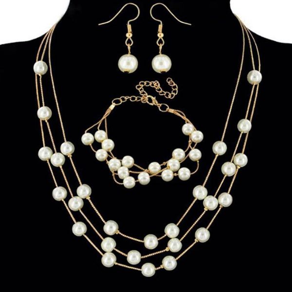 3layers imitation pearl jewelry sets multilayer gold/silver plated necklace sets bridal wedding necklace/bracelet/earrings set
3layers imitation pearl jewelry sets multilayer gold/silver plated necklace sets bridal wedding necklace/bracelet/earrings set