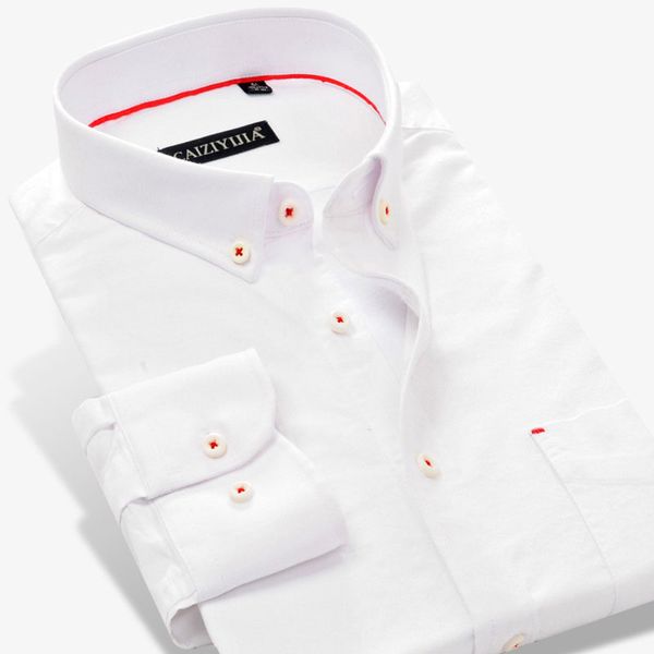 men's long sleeve oxford dress shirts solid color 100% cotton fashion button-down social male smart casual shirt, White;black
men's long sleeve oxford dress shirts solid color 100% cotton fashion button-down social male smart casual shirt, White;black