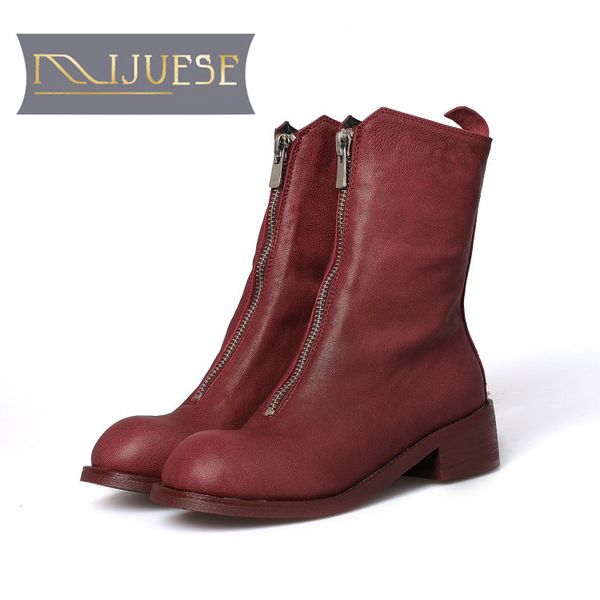mljuese 2019 women mid calf boots sheepskin wine red color zippers low heel winter short plush women boots size 33-43, Black
mljuese 2019 women mid calf boots sheepskin wine red color zippers low heel winter short plush women boots size 33-43, Black
