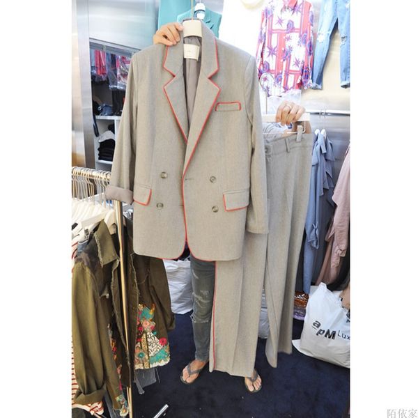 2020 spring new high-quality fashion edging temperament suit mid-length small coat female straight pants suit blazer set, White;black
2020 spring new high-quality fashion edging temperament suit mid-length small coat female straight pants suit blazer set, White;black