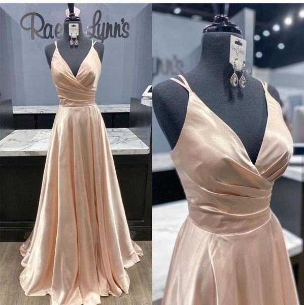 2020 prom dress champagne satin v-neck spaghetti strap floor length women party gowns sleeveless formal dresses vestido largo f, White;black
2020 prom dress champagne satin v-neck spaghetti strap floor length women party gowns sleeveless formal dresses vestido largo f, White;black