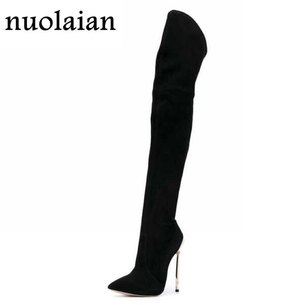11cm high heels boots women over the knee boots ladies faux suede leather botas autumn winter stretch thigh woman, Black
11cm high heels boots women over the knee boots ladies faux suede leather botas autumn winter stretch thigh woman, Black