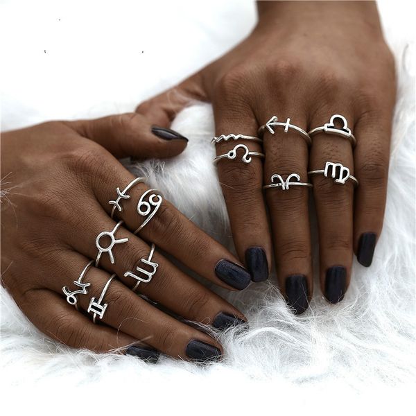 vintage 12 constellations rings for women silver color finger couple ring set female statement fashion jewelry, Slivery;golden
vintage 12 constellations rings for women silver color finger couple ring set female statement fashion jewelry, Slivery;golden
