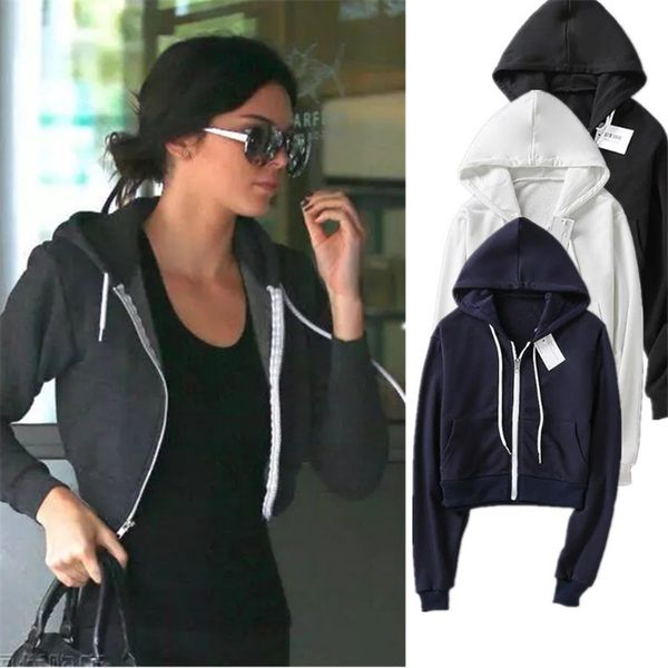 long sleeve cropped hoodie with zipper jacket summer casual sweatshirt jumper white drawcords and a kangaroo pocket, Black
long sleeve cropped hoodie with zipper jacket summer casual sweatshirt jumper white drawcords and a kangaroo pocket, Black