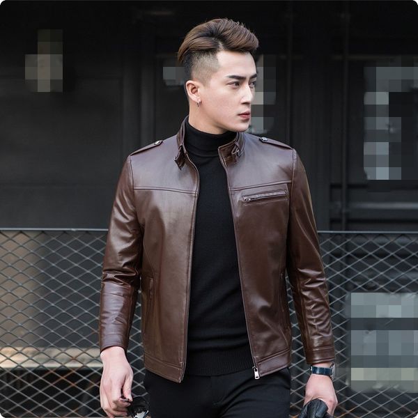 luxury people make leather coat collar autumn cut wind short motor coat people 100% sheepskin air jacket, Black
luxury people make leather coat collar autumn cut wind short motor coat people 100% sheepskin air jacket, Black