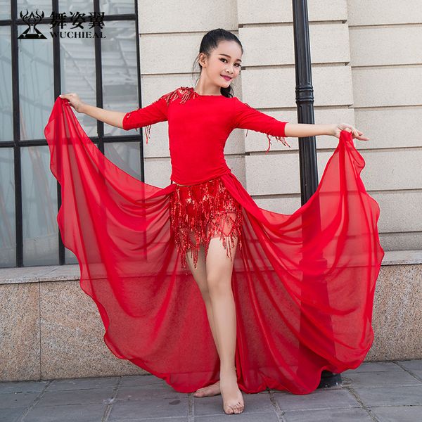 dance wing children's belly dance skirt practice suit 2018 new autumn and winter tassel skirt practice suite rt303, Black;red
dance wing children's belly dance skirt practice suit 2018 new autumn and winter tassel skirt practice suite rt303, Black;red