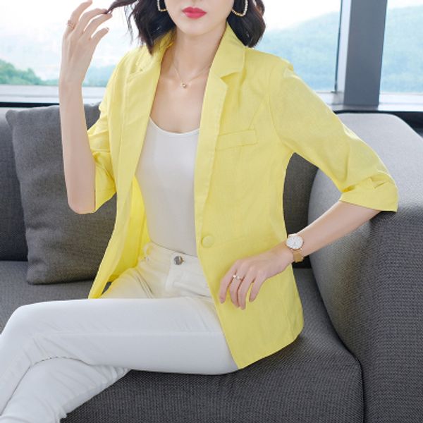 women blazer 2020 summer korea cotton and linen blazers yellow coat plus size thin casual light green blazer office coat spring, White;black
women blazer 2020 summer korea cotton and linen blazers yellow coat plus size thin casual light green blazer office coat spring, White;black