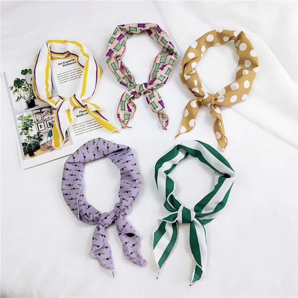 33*85cm small silk scarf striped polka dot print head neck hair tie band women girls elegant soft triangle neckerchief scarves, Blue;gray
33*85cm small silk scarf striped polka dot print head neck hair tie band women girls elegant soft triangle neckerchief scarves, Blue;gray