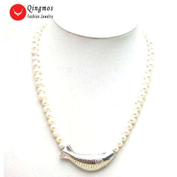 qingmos 6-7mm round natural freshwater white pearl necklace for women with tibetan silver bend fish pendant necklace chokers 17, Golden;silver
qingmos 6-7mm round natural freshwater white pearl necklace for women with tibetan silver bend fish pendant necklace chokers 17, Golden;silver