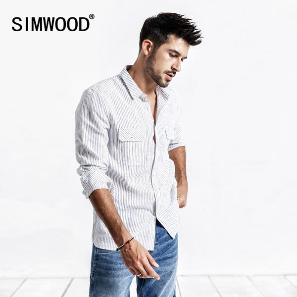 simwood 2019 summer men shirt casual striped shirt 100% linen long sleeve shirts slim brand clothing 190173, White;black
simwood 2019 summer men shirt casual striped shirt 100% linen long sleeve shirts slim brand clothing 190173, White;black