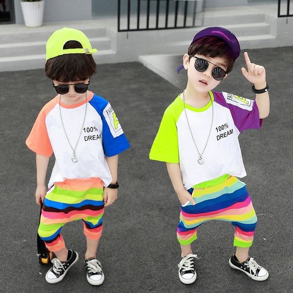 summer boy short sleeve suit casual children rainbow stripes 2020 two-piece baby hip hop sports suit kids clothes sets fashion, White
summer boy short sleeve suit casual children rainbow stripes 2020 two-piece baby hip hop sports suit kids clothes sets fashion, White