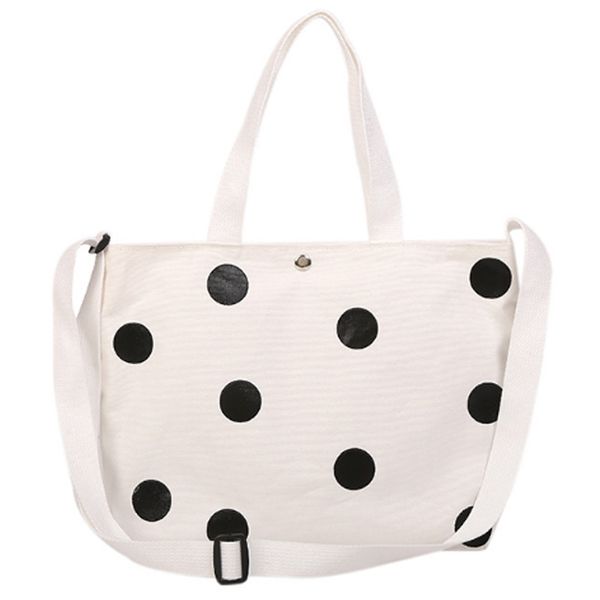 fashion retro women's canvas handbag new women's casual polka dot zipper simple shoulder bag white
fashion retro women's canvas handbag new women's casual polka dot zipper simple shoulder bag white