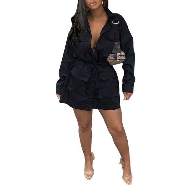 women clothing casual zipper bandage pockets solid long sleeve windbreaker outwear female european streetwear coat sj5376u, Tan;black
women clothing casual zipper bandage pockets solid long sleeve windbreaker outwear female european streetwear coat sj5376u, Tan;black