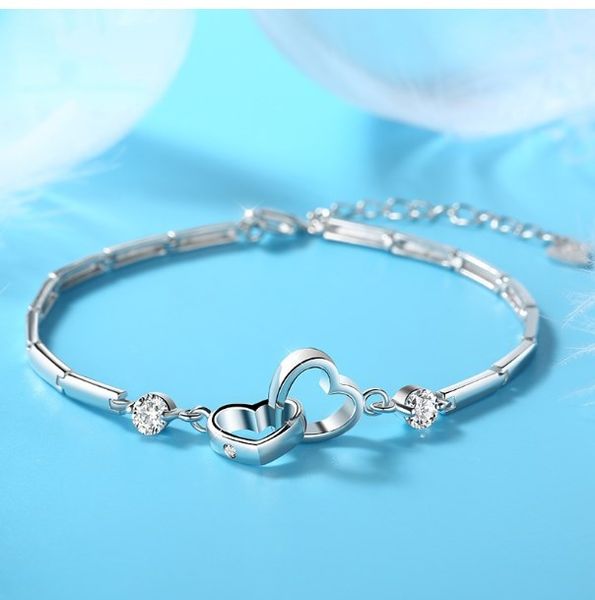 925 sterling silver crystal heart charm bracelet for women bracelets & bangles for female girls gift pulseira feminina, Golden;silver
925 sterling silver crystal heart charm bracelet for women bracelets & bangles for female girls gift pulseira feminina, Golden;silver
