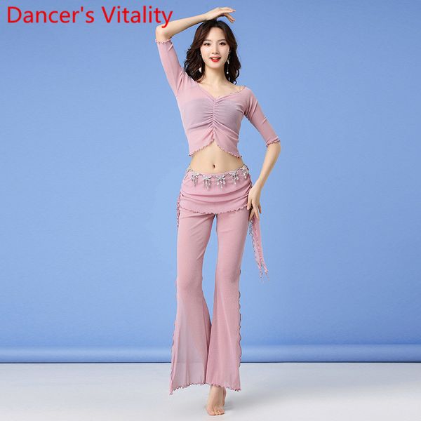 winter women belly dance practice clothes half sleeve split pants oriental dancing beginners stage training outfits, Black;red 
winter women belly dance practice clothes half sleeve split pants oriental dancing beginners stage training outfits, Black;red