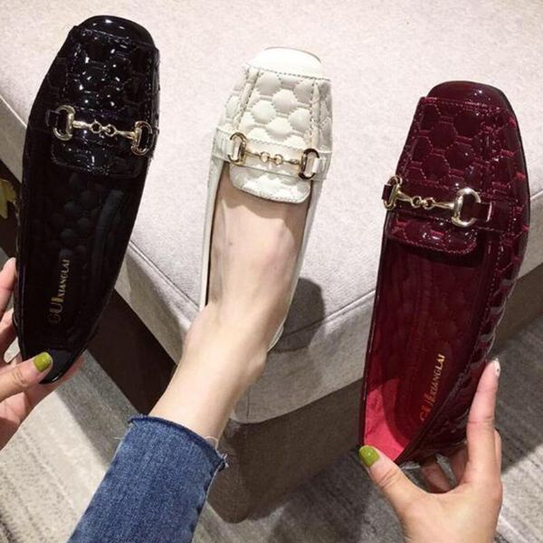 new shoes spring shoes women patent leather ladies flat single tenis feminino metal decoration boat women kl371, Black
new shoes spring shoes women patent leather ladies flat single tenis feminino metal decoration boat women kl371, Black