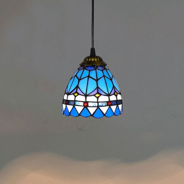 European Style Tiffany Chandelier Stained Glass Lamps Bar Restaurant Retro Mediterranean Blue Balcony Corridor Aisle Small Chandelier