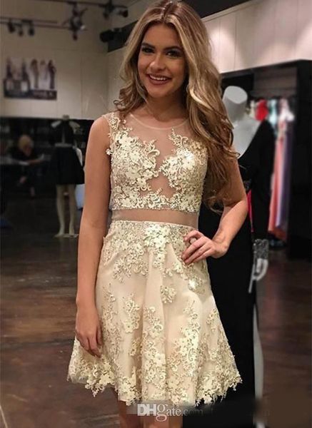 champagne short homecoming dresses illusion bodice lace applique beaded scoop sheer neck sleeveless mini cocktail party gown, Blue;pink
champagne short homecoming dresses illusion bodice lace applique beaded scoop sheer neck sleeveless mini cocktail party gown, Blue;pink