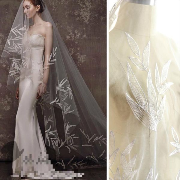 135cm wide exquisite bamboo leaf embroidery lace mesh fabric church wedding dress veil handmade clothing decoration material, Black;white
135cm wide exquisite bamboo leaf embroidery lace mesh fabric church wedding dress veil handmade clothing decoration material, Black;white