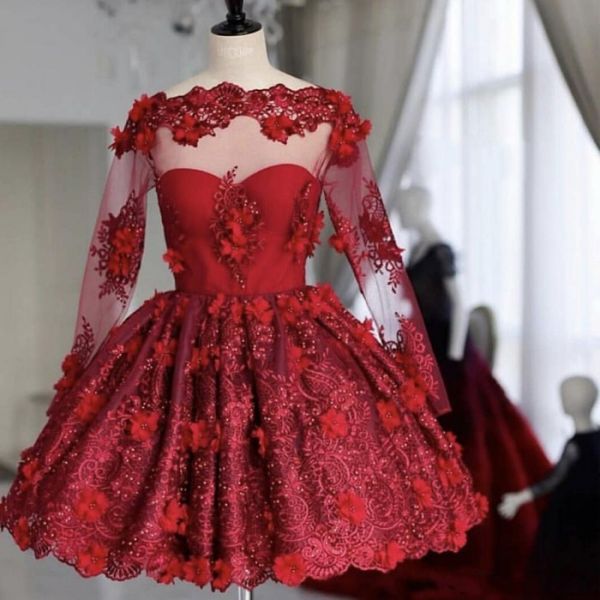 new red short prom dresses 2019 bateau lace 3d floral appliques pearls cooktail party gowns evening wear long sleeve homecoming gowns, Black
new red short prom dresses 2019 bateau lace 3d floral appliques pearls cooktail party gowns evening wear long sleeve homecoming gowns, Black