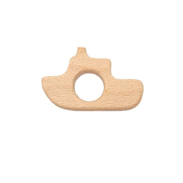 4pcs Wooden Ship Teether Wood Pendant Teething Toys Food Grade Materials Organic Chew Gift Baby Teethers