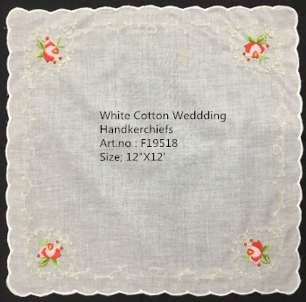 set of 12 fashion wedding bridal handkerchief cotton hankie with scallop edges and color embroidery floral hanky for mother of the bride, White
set of 12 fashion wedding bridal handkerchief cotton hankie with scallop edges and color embroidery floral hanky for mother of the bride, White