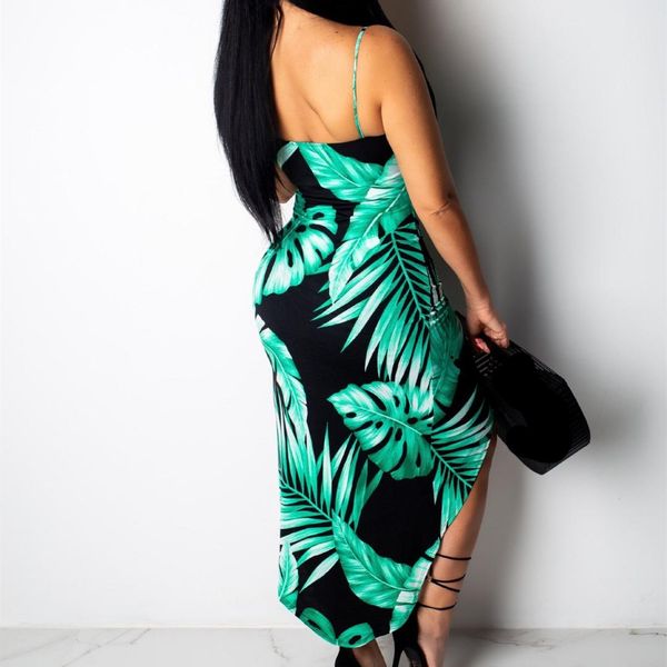 women spaghetti strap leaf print dress summer 2019 sleeveless split bodycon midi dress irregular beach party dresses, Black;gray
women spaghetti strap leaf print dress summer 2019 sleeveless split bodycon midi dress irregular beach party dresses, Black;gray