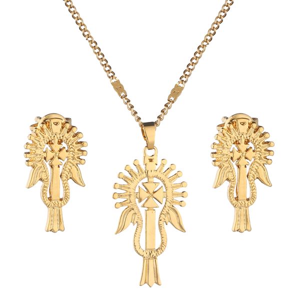 ethiopia jewelry cross pendant necklace earring set fashion gold color coptic cross jewelry sets, Silver
ethiopia jewelry cross pendant necklace earring set fashion gold color coptic cross jewelry sets, Silver