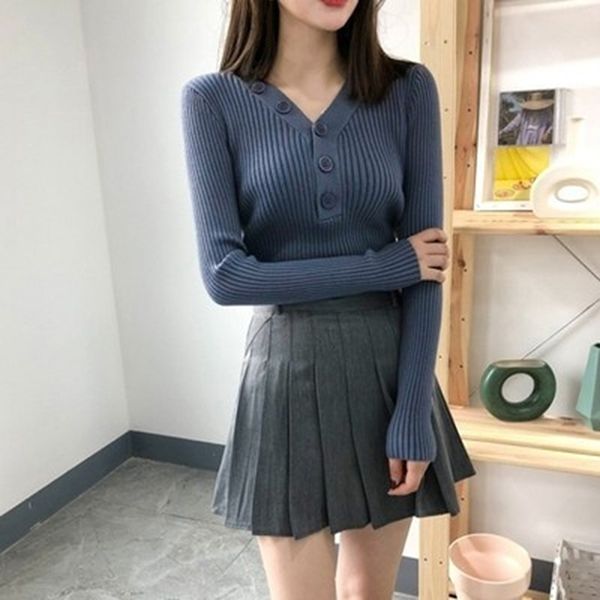 women knitted pullover sweater 2019 spring basic slimbutton v neck soft jumper yellow sweater winter pullovers, White;black
women knitted pullover sweater 2019 spring basic slimbutton v neck soft jumper yellow sweater winter pullovers, White;black