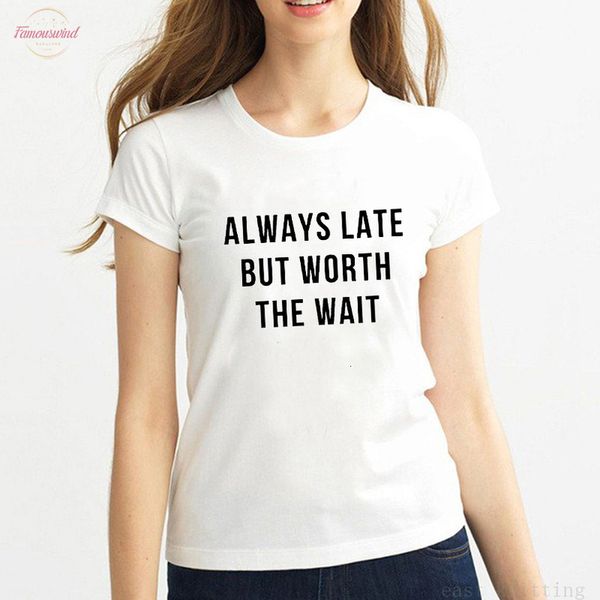 new design women letters t shirt always late short but worth the wait funny fashion, White
new design women letters t shirt always late short but worth the wait funny fashion, White