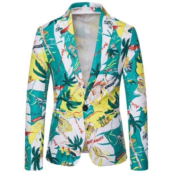 2019 hawaii vacation style pretty flower series floral printed single-button suit coat, White;black
2019 hawaii vacation style pretty flower series floral printed single-button suit coat, White;black