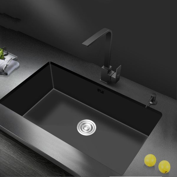 

Nano-water tank single-groove black kitchen sink basin 304 stainless steel vegetable-washing basin under mount for large kitchen