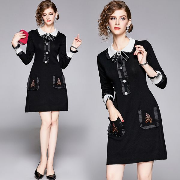 luxury fashion bow pencil dress spring fall runway women's ruffle neck a-line dress beautiful office lady business slim party prom dres, Black;gray
luxury fashion bow pencil dress spring fall runway women's ruffle neck a-line dress beautiful office lady business slim party prom dres, Black;gray