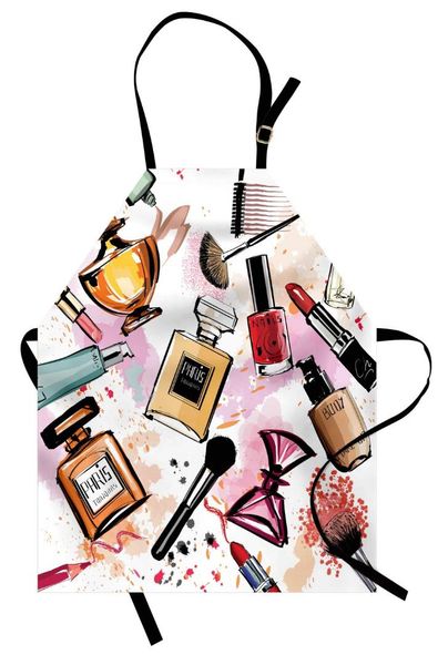 fashion apron cosmetic and makeup theme pattern with perfume lipstick nail polish brush modern kitchen bib for cooking gardening
fashion apron cosmetic and makeup theme pattern with perfume lipstick nail polish brush modern kitchen bib for cooking gardening