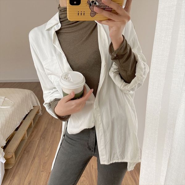 half-high collar inner t- long-sleeved slim gastrodia elata fairy clothes solid color elastic foundation t-shirt foundation summer thin base, White
half-high collar inner t- long-sleeved slim gastrodia elata fairy clothes solid color elastic foundation t-shirt foundation summer thin base, White