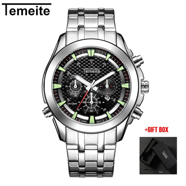 temeite brand luxury watch men waterproof men's quartz watches sport male military wristwatch relogio masculino gift box, Slivery;brown
temeite brand luxury watch men waterproof men's quartz watches sport male military wristwatch relogio masculino gift box, Slivery;brown