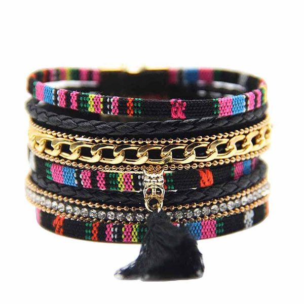 boho multi layer tassel braided cotton rope chain bracelet women jewelry gift new shipping, Black
boho multi layer tassel braided cotton rope chain bracelet women jewelry gift new shipping, Black