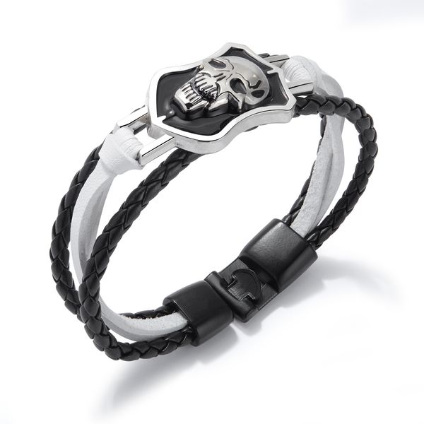 pu leather bracelets for men black brown white skull retro style fashion hand chain mens jewelry for boys gifts, Golden;silver
pu leather bracelets for men black brown white skull retro style fashion hand chain mens jewelry for boys gifts, Golden;silver