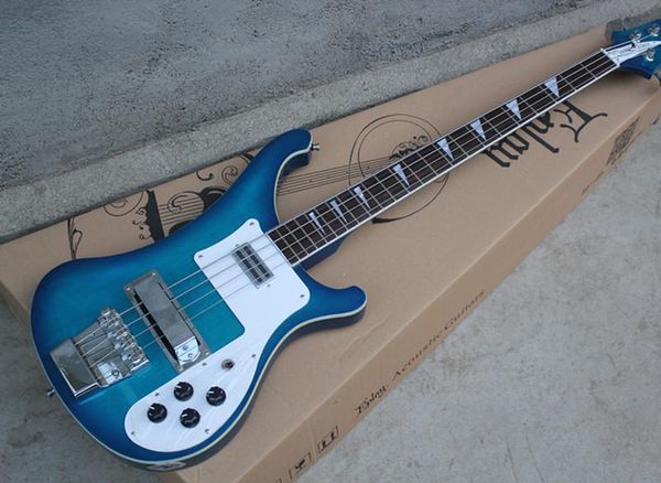 

2018 Blue 4-струнная электрическая бас-гитара 4003 с белым накладкой, накладка из розово