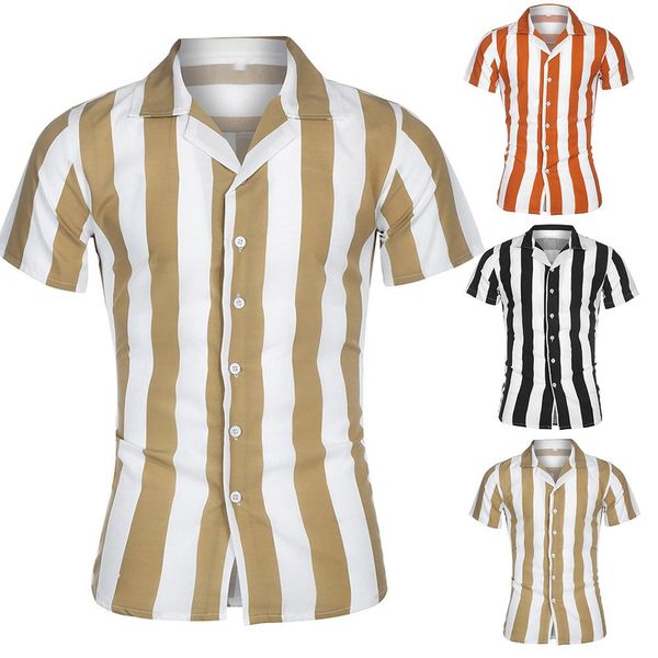 casual shirts men striped print shirt men button turn down collar short sleeve blouse men's shirts, White;black
casual shirts men striped print shirt men button turn down collar short sleeve blouse men's shirts, White;black
