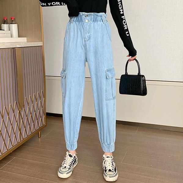 2020 new summer jeans women vintage large pocket jeans loose stretch waist double button pants fashion harem pants female, Blue
2020 new summer jeans women vintage large pocket jeans loose stretch waist double button pants fashion harem pants female, Blue