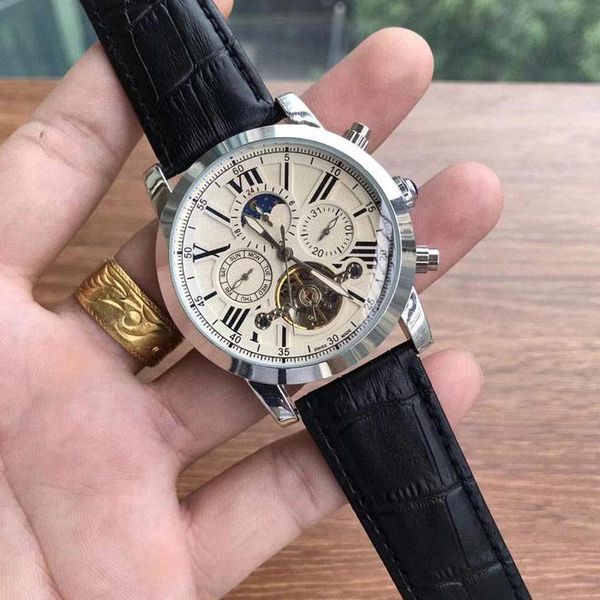 dropshipping sub-dials work mens watch 42mm dial mechanical automatic luminous flywheel genuine leather moon phase watches for men 2020, Slivery;brown
dropshipping sub-dials work mens watch 42mm dial mechanical automatic luminous flywheel genuine leather moon phase watches for men 2020, Slivery;brown