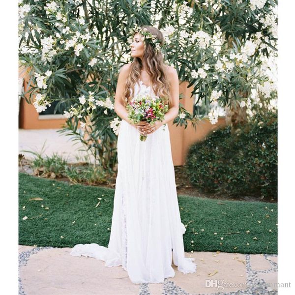 spaghetti straps flowy chiffon and lace spring summer country boho wedding dresses light weight beach bridal dresses custom, White
spaghetti straps flowy chiffon and lace spring summer country boho wedding dresses light weight beach bridal dresses custom, White