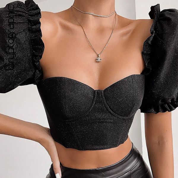 cryptographic square collor black women and blouses shirt ruffles short cropped puff sleeve slim streetwear, White
cryptographic square collor black women and blouses shirt ruffles short cropped puff sleeve slim streetwear, White