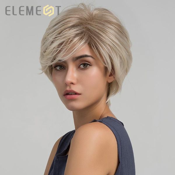 short straight ombre light brown to blonde color synthetic pixie cut wigs for white/black women daily wear
short straight ombre light brown to blonde color synthetic pixie cut wigs for white/black women daily wear