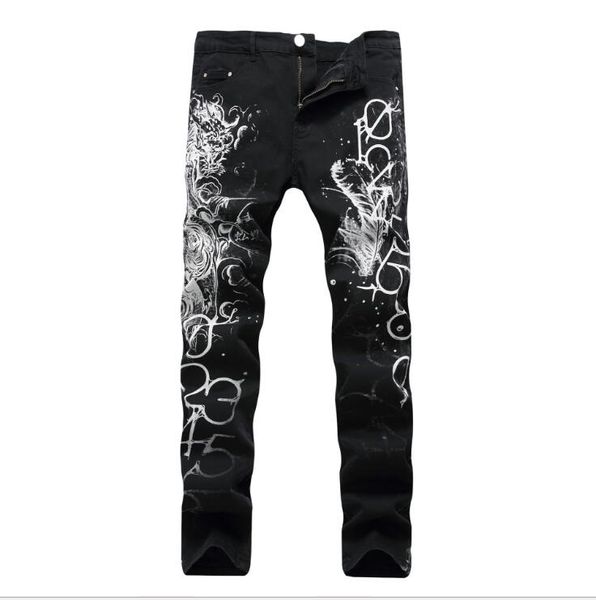 

brand new men's fashion jeans autumn casual stretch slim jeans straight trousers denim pants nightclub teens sweat pants #c655, Blue