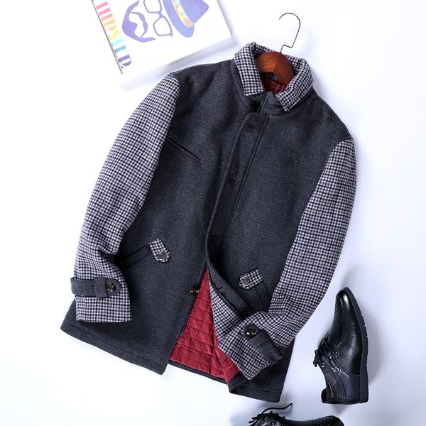 men's wear fall and winter fashion leisure men's lapel in the long-style cotton woolen overcoat mc101, Black
men's wear fall and winter fashion leisure men's lapel in the long-style cotton woolen overcoat mc101, Black